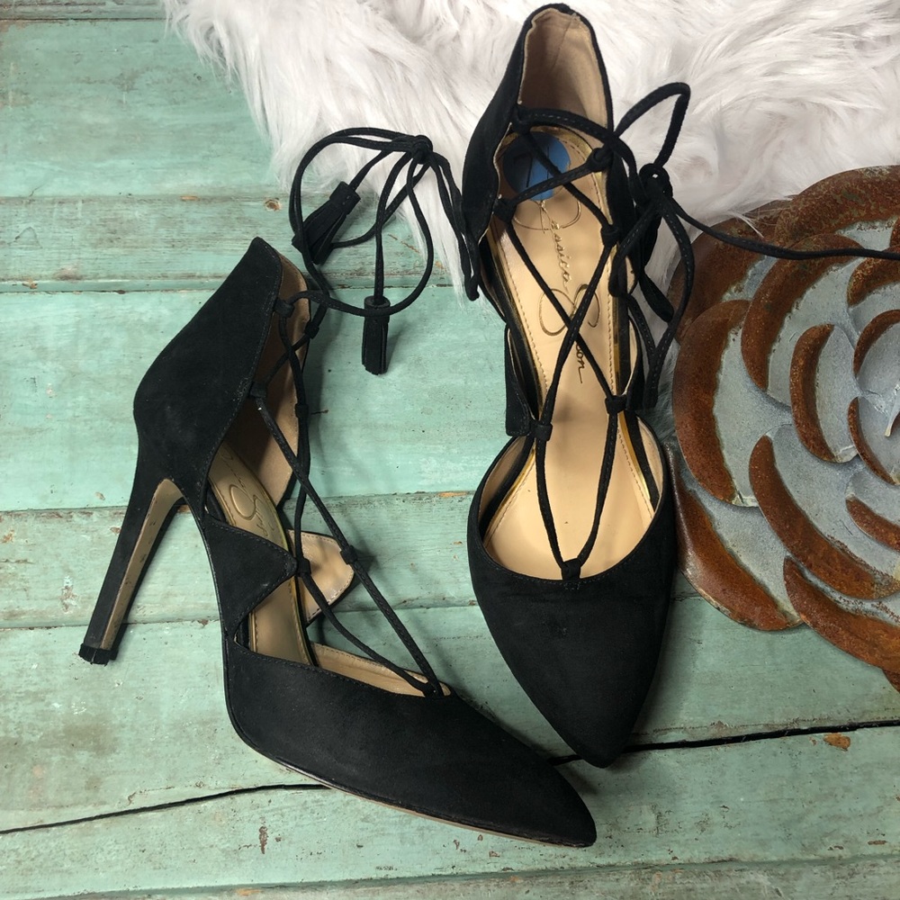 Jessica Simpson Heels 7.5M Black VERSIE LaceUp